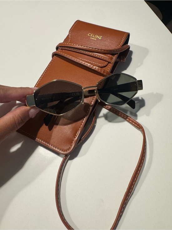 Celine Accessories - Celine Brown Leather Sunglass Case with Strap